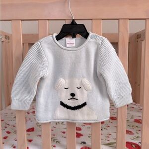 Adorable Light Blue Knit Sweater with Dog Design